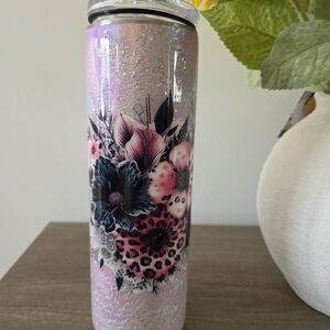 Elegant Floral Pink and Black Vase